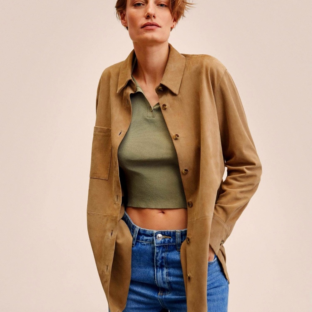 ON SALE!  Mango Women's Oversize Leather Shirt